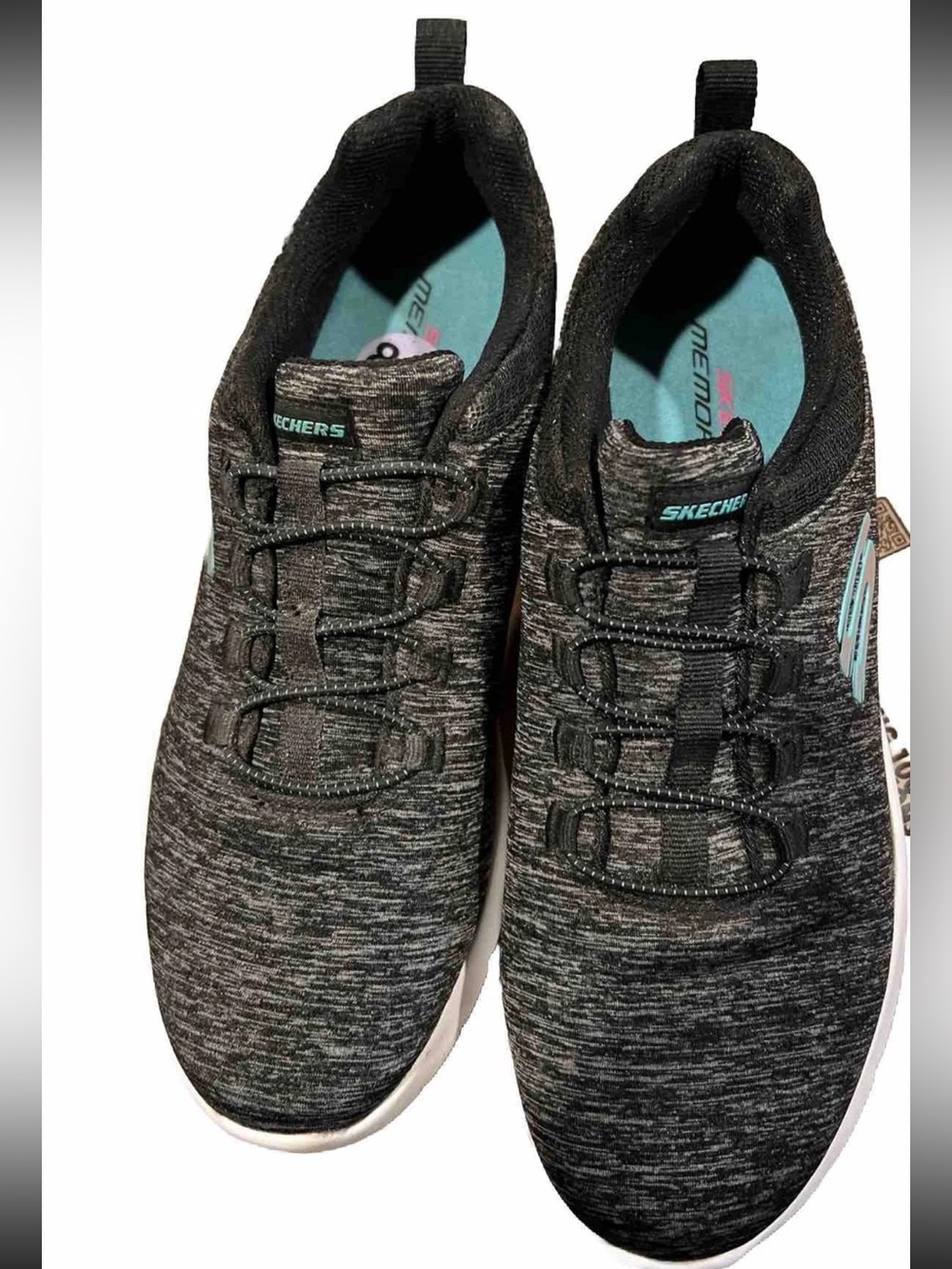 Skechers Women's Fashion Sneaker Black Turquoise Size 8.5